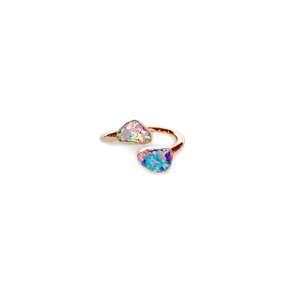 Leslie Francesca Jewelry - Designer Opal Twist Ring Gold Vermeil